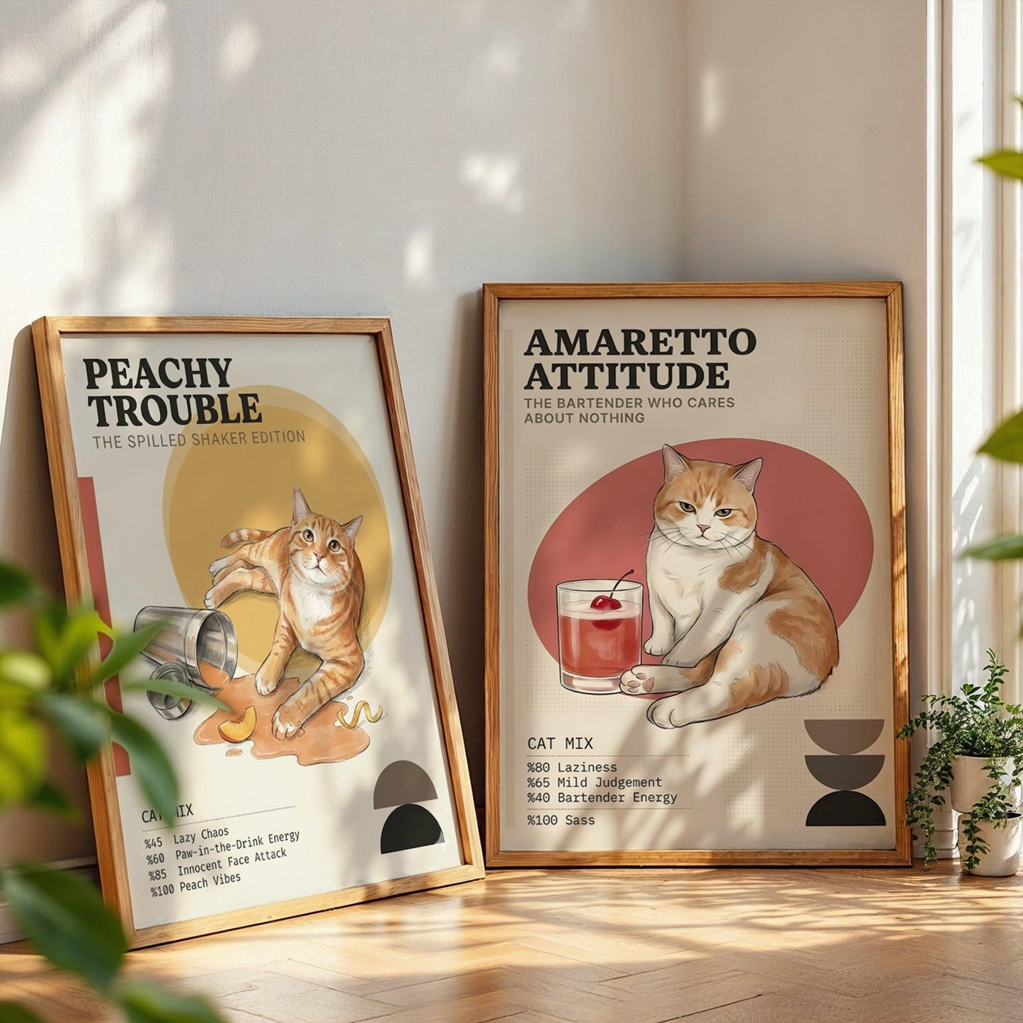 Kişiye Özel 'Meow' Kedi & Kokteyl Posteri