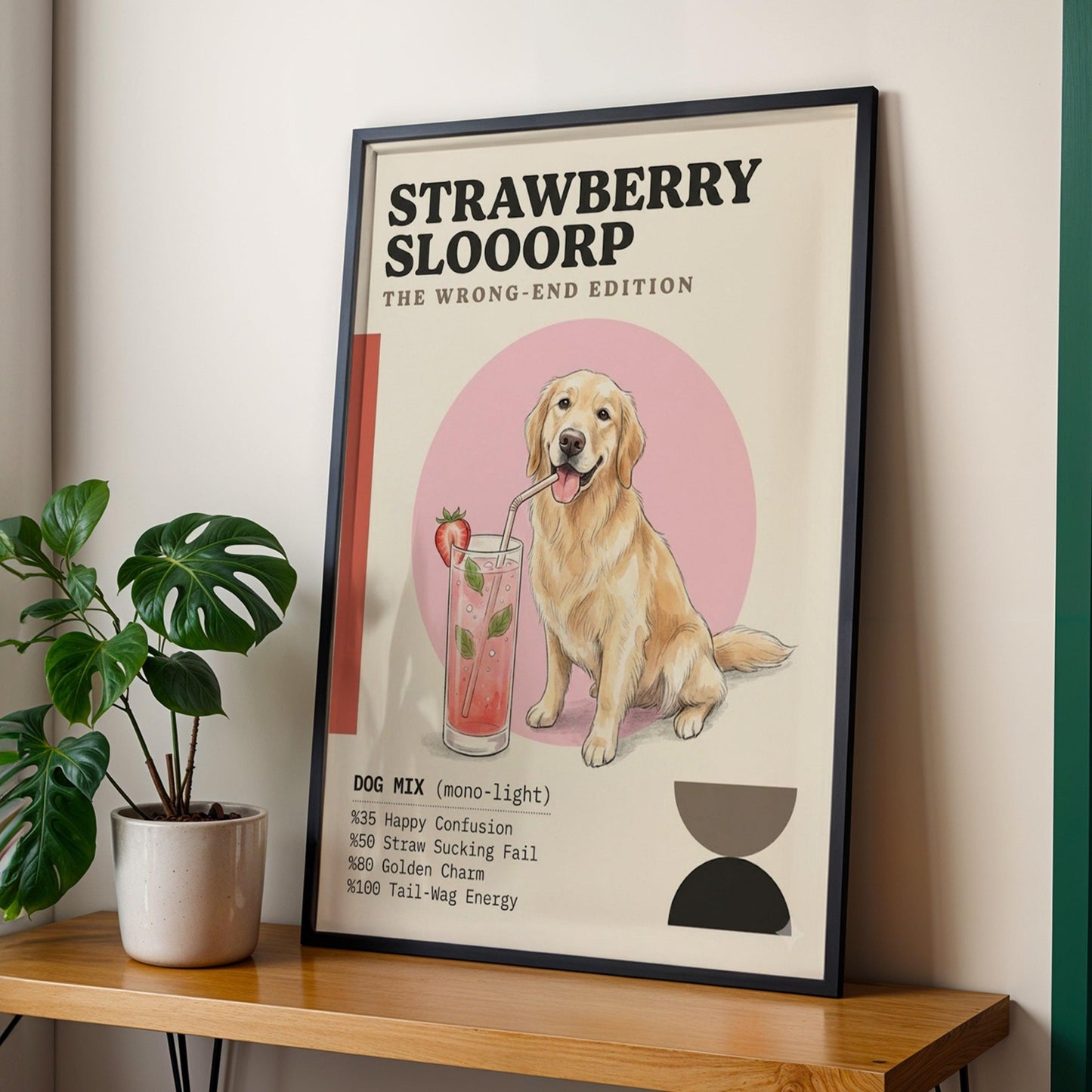 Kişiye Özel 'Woof' Köpek & Kokteyl Posteri