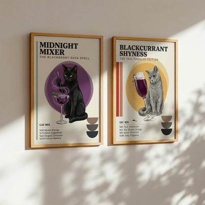 Kişiye Özel 'Meow' Kedi & Kokteyl Posteri