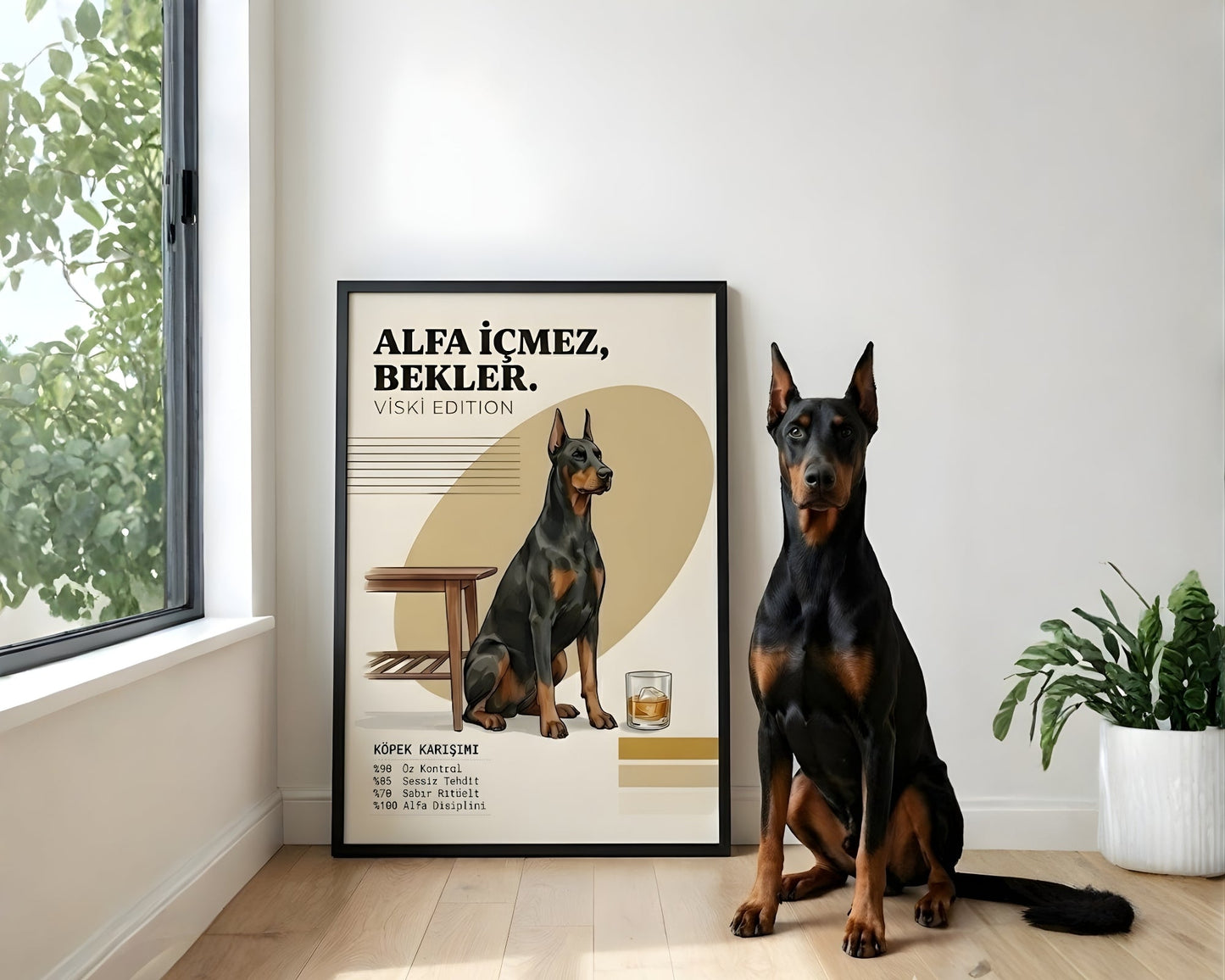Kişiye Özel 'Woof' Köpek & Kokteyl Posteri